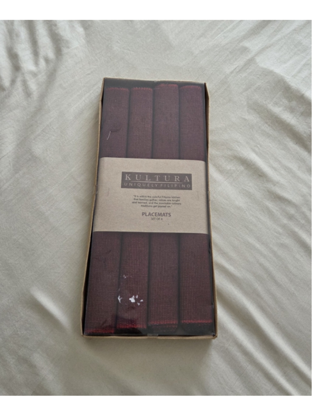Kultura Placemats Set of 4 One Size Burgundy Black NIB